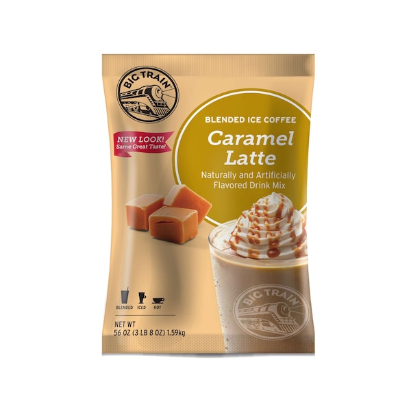 Big Train Caramel Latte Blended Ice Coffee Powdered Drink Mix 3.5lbs, PK5 BT.610875 - main